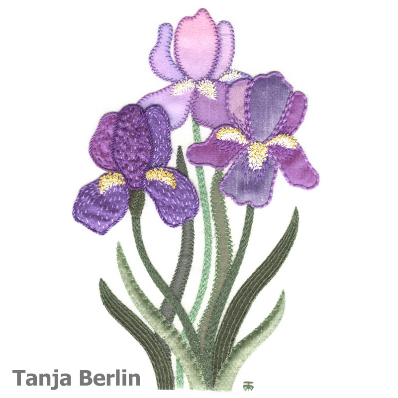 Embroidered Majestic Iris Applique Garden Flag 13" x 18" Purple Irises MPN 0742 