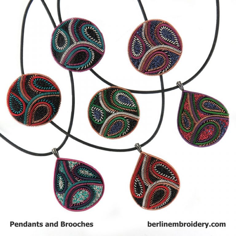 Pendant – Metal Thread Pendant Kit – Berlin Embroidery Designs